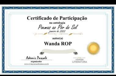 Certificado de Participação na Antologia “Poemas ao Pôr do Sol”, da @revistaconexaoliteratura