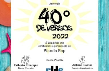 Wanda Rop: participação na Antologia 40° DE VERSOS 2022, DA EDITORA EHS