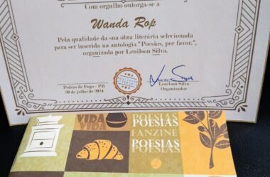 Wanda Rop recebe o exemplar da Antologia “Poesias, por favor” – Fanzine Era Uma Vez