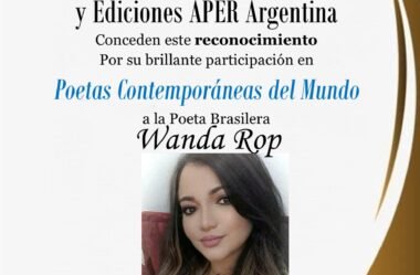 Wanda Rop 🌹 é agraciada com Diploma de Reconhecimento outorgado por:Organización Poética Internacional Independiente (OPII) e a Ediciones APER Argentina