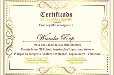 Wanda Rop é a Autora Revelação da Região Norte no II Prêmio Inspirações 2024 – Fanzine