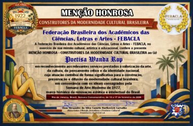 Menção Honrosa “Construtores da Modernidade Cultural Brasileira” : Wanda Rop 🌹